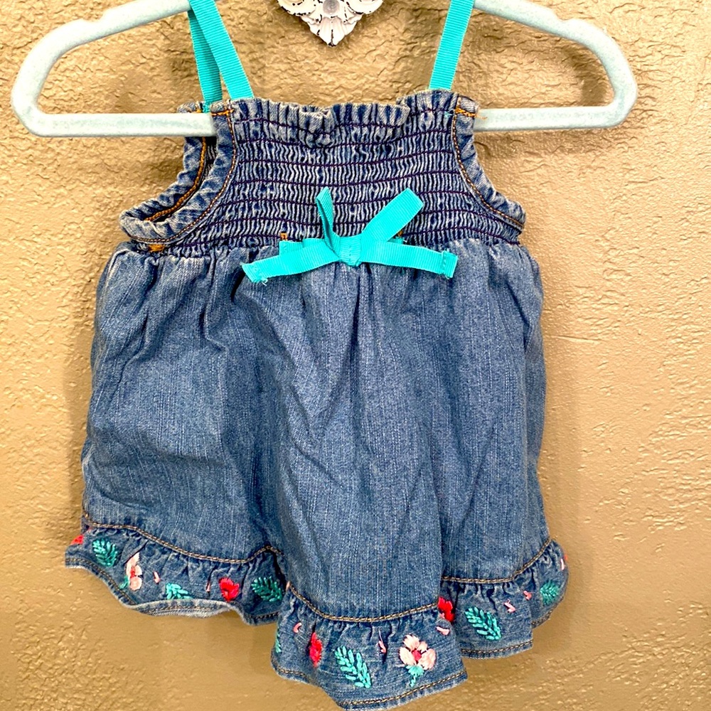 Oshkosh denim dress with embroidered flowers